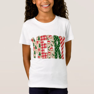 Merry Christmas Candy Cane Pattern Red & Green H T-Shirt