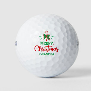 Merry Christmas Candy Cane Personalised Name Golf Balls