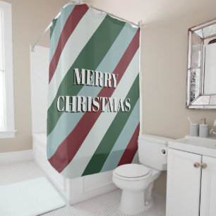 Merry Christmas Candy Cane Striped Pattern Shower  Curtain