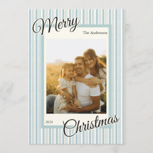 Merry Christmas Candy Cane Stripes Photo Holiday Card