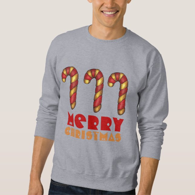 Merry Christmas Candy Cane Ugly Holiday Sweater (Front)
