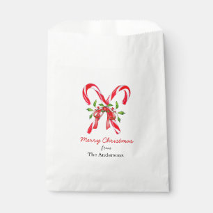 Merry Christmas candy cane with bow Favour Bag