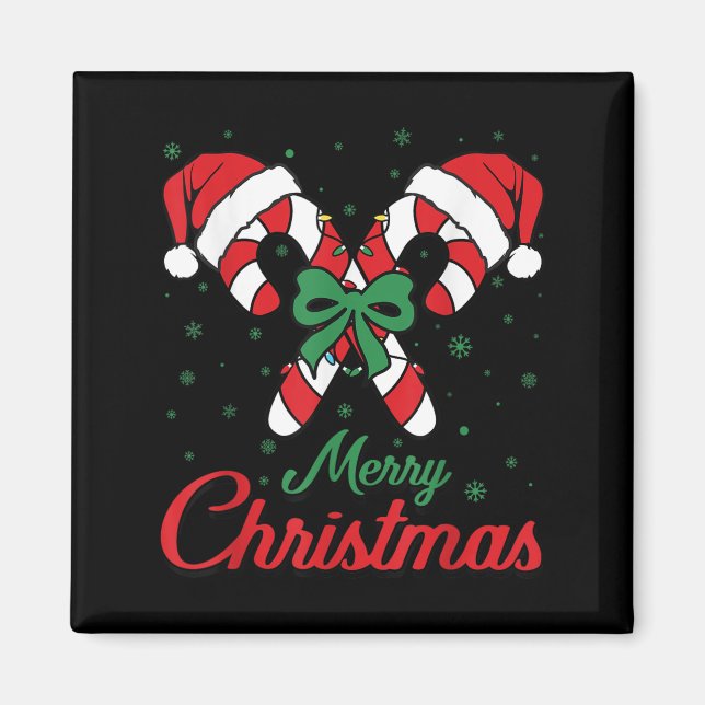 Merry Christmas Candy Cane Xmas Lights Toddlers Me Magnet (Front)