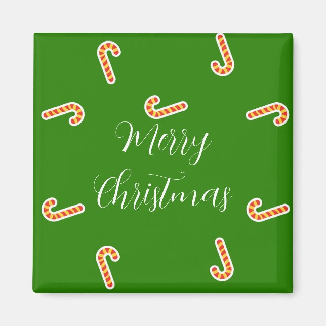 Merry Christmas candy canes green Magnet (Front)