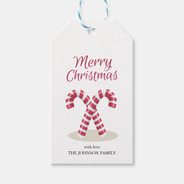 Merry Christmas Candy canes Holiday Gift Tag (Front)