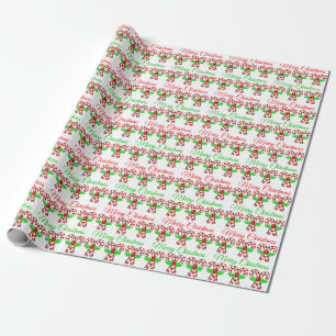 Merry Christmas Candy Canes Holly Holiday Wrapping Paper