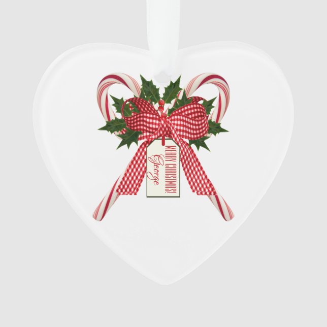 Merry Christmas Candy Canes Name Acrylic Ornament (Front)