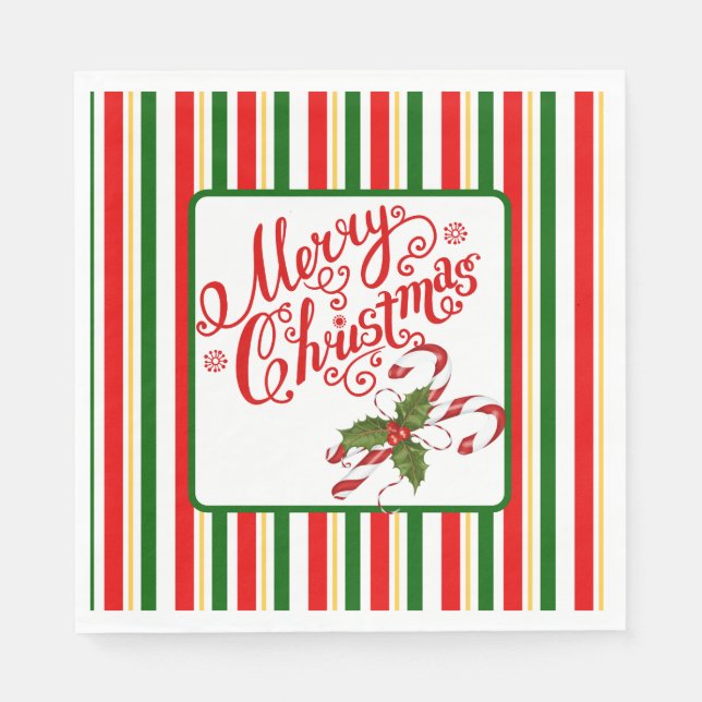 Merry Christmas Candy Canes Napkin (Front)