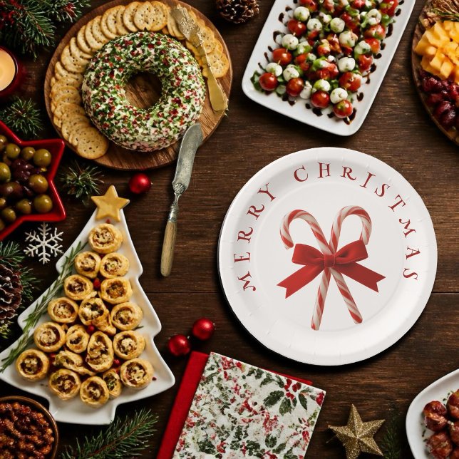 Merry Christmas Candy Canes Paper Plate (Creator Uploaded)