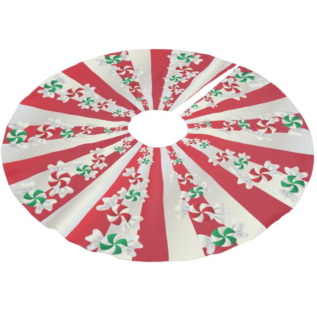 Merry Christmas Candy Mints Brushed Polyester Tree Skirt (Angled)