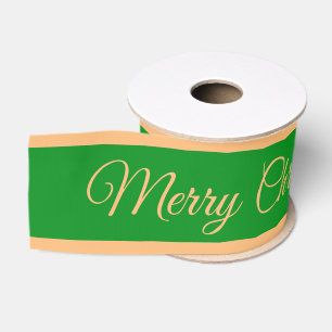 Merry Christmas & Candy Stripe Ribbon Green/Gold Grosgrain Ribbon