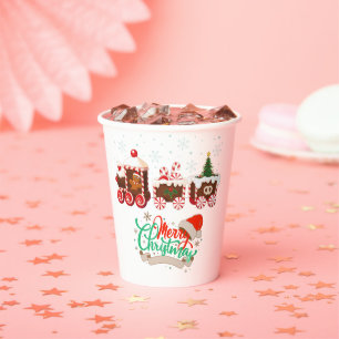 Merry Christmas Candy Train Coffee Mug Paper Cups