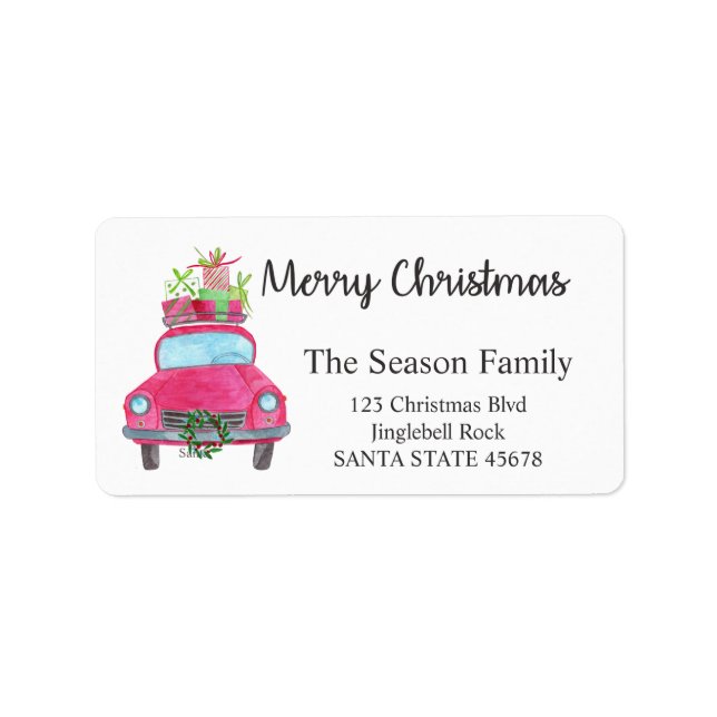 Merry Christmas Car and Christmas gifts Label (Front)