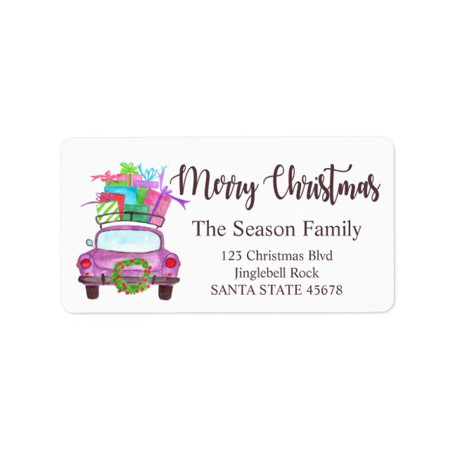 Merry Christmas Car and Christmas gifts Label (Front)