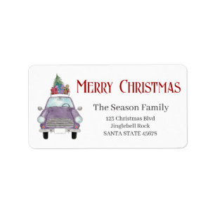 Merry Christmas Car and Christmas gifts Label