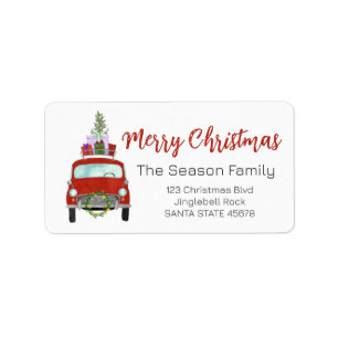 Merry Christmas Car and Christmas gifts Label