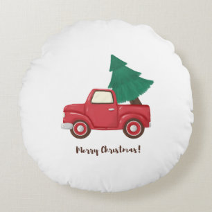 Merry Christmas car  Round Cushion