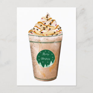 Merry Christmas Caramel Drizzled Latte Postcard