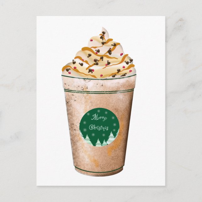 Merry Christmas Caramel Drizzled Latte Postcard (Front)