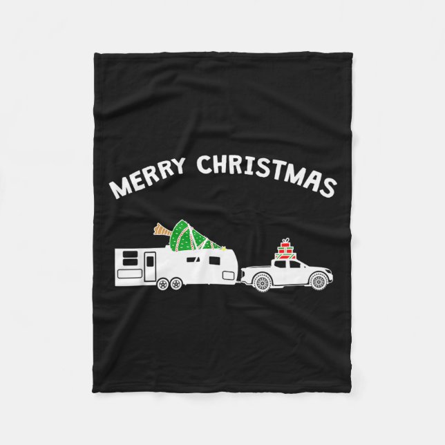 Merry Christmas - Caravan Camper Rv Trailer Christ Fleece Blanket (Front)