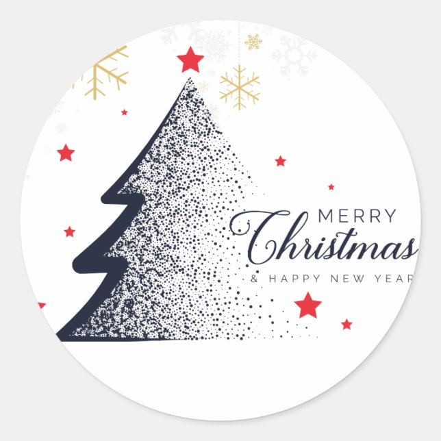 Merry Christmas Card Classic Round Sticker (Front)