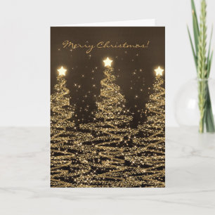 Merry Christmas Card Elegant Sparkling Trees Black