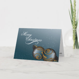 Merry Christmas Card - Elegant Teal Gold Ornaments