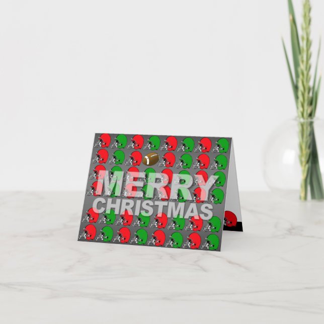 Merry Christmas Card Football Helmet (Front)