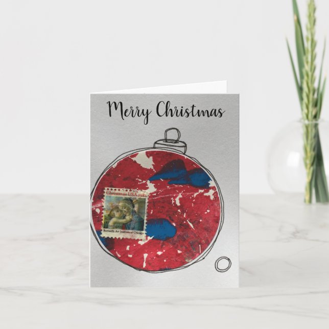 Merry Christmas Card - hand drawn ornament 2020-6 (Front)