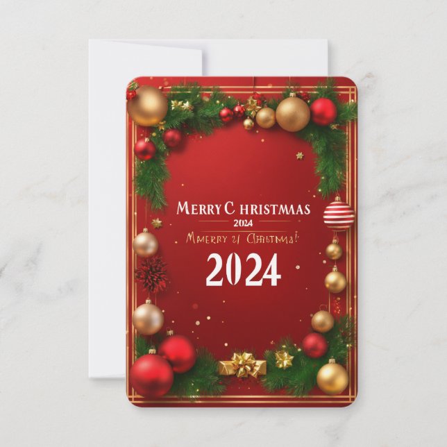 "Merry Christmas Card: 'Merry Christmas 2024!'" Thank You Card (Front)