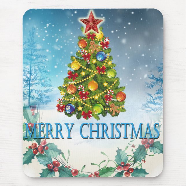 Merry Christmas card Mouse Mat (Front)