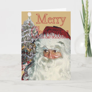 Merry Christmas Card Santa Christmas Tree