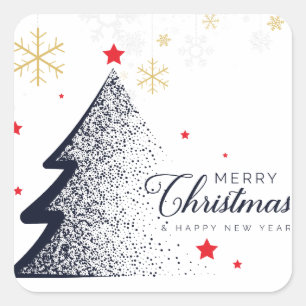 Merry Christmas Card Square Sticker