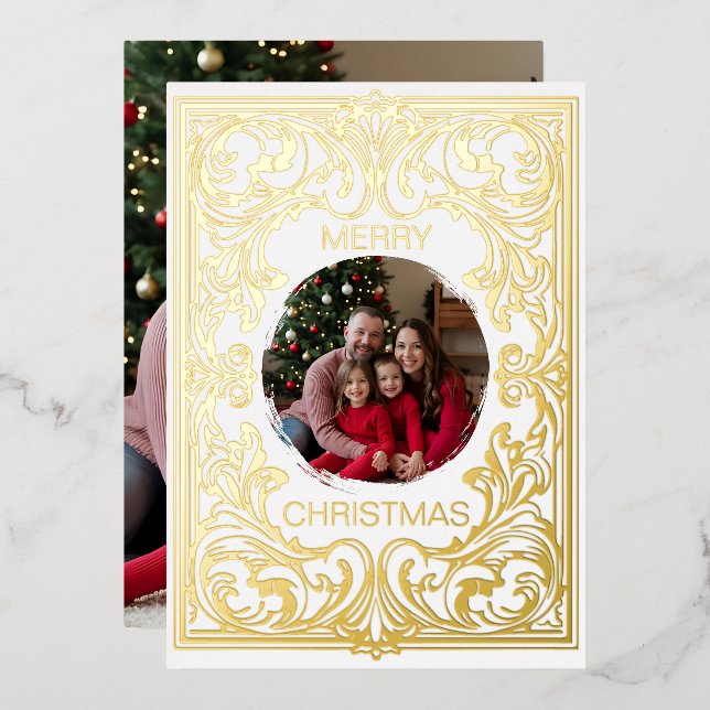 Merry Christmas Card Template Art Nouveau Editable (Front/Back)