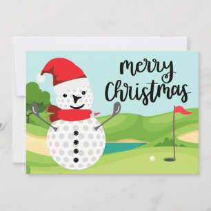 Merry Christmas card to golfer with Snowman Golfer