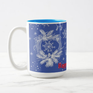 Merry Christmas card Two-Tone Coffee Mug