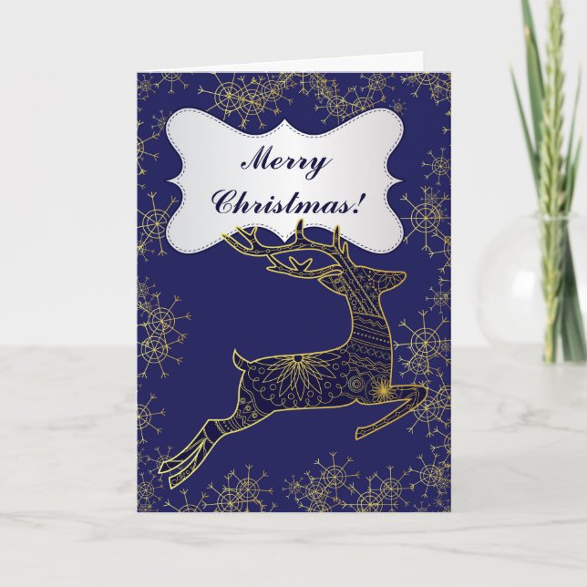 Merry Christmas card with christmas deer (Front)