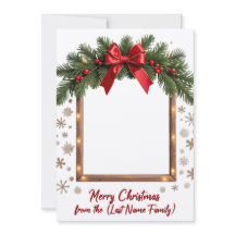Merry Christmas Card with Festive Garland Frame