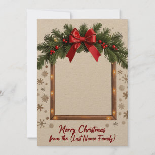 Merry Christmas Card with Festive Garland Frame