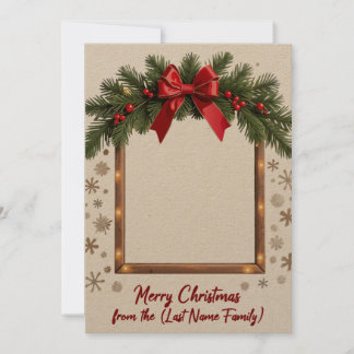 Merry Christmas  Card with Festive Garland Frame