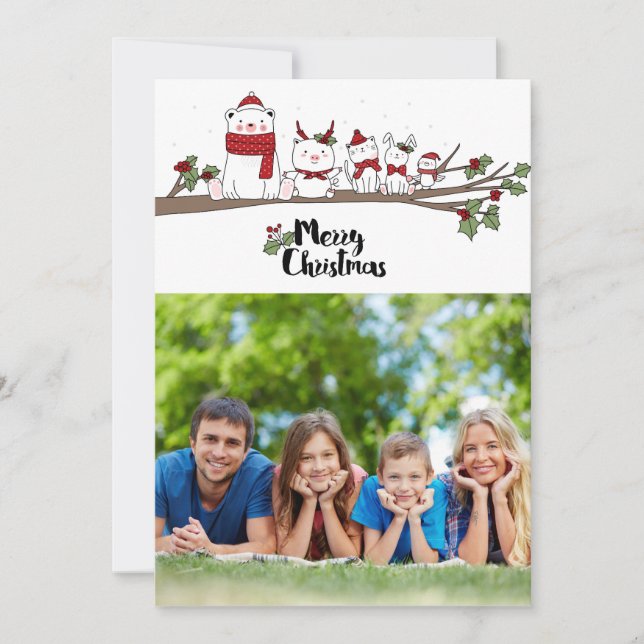Merry Christmas card with personalised photo (Front)