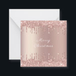 Merry Christmas Card with Rose Gold Glitter Drips<br><div class="desc">Merry Christmas Cards with Rose Gold Blush Glitter Sparkle Drips Custom Text Pink Modern Christmas Card - Customisable - or Add Your Unique Text / Name - Make Your Special Gift - Resize and move or remove and add text / elements with Customisation tool. Choose fonts / size / colour...</div>