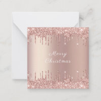 Merry Christmas Card with Rose Gold Glitter Drips