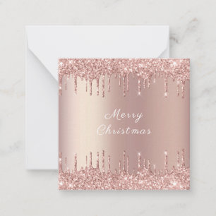 Merry Christmas Card with Rose Gold Glitter Drips