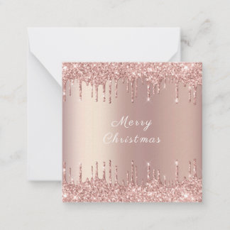 Merry Christmas Card with Rose Gold Glitter Drips
