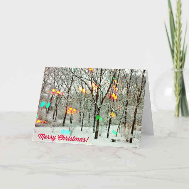Merry Christmas Card with Snowy Scene (Front)