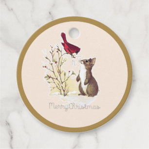 Merry Christmas Cardinal and Bunny Favour Tags