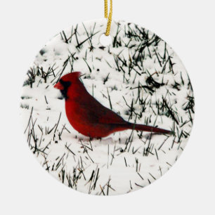 Merry Christmas Cardinal Ceramic Tree Decoration