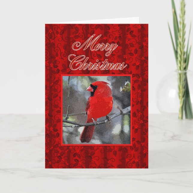 Merry Christmas Cardinal Greeting Card (Front)