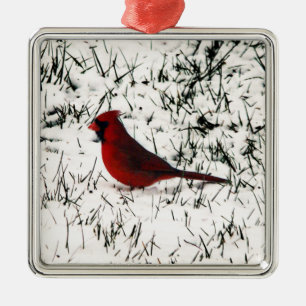 Merry Christmas Cardinal Metal Tree Decoration